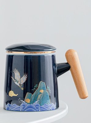 Подарункова чашка з заварником Журавель благополуччя ручної роботи синя, Китай id_7855 фото