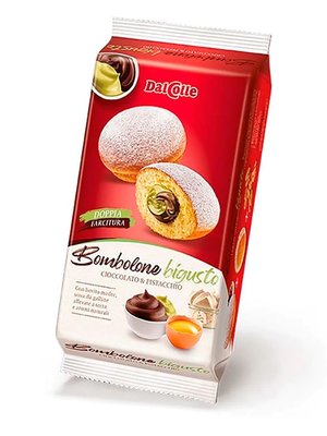 Пончики донатси Dalcolle Bombolone з фісташковим та шоколадним кремом 240г, Італія id_8971 фото