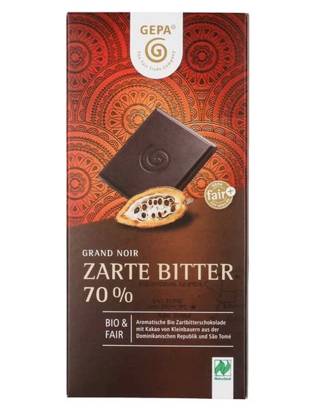 Чорний шоколад Gepa Grand Noir Dark Chocolate 70% преміальний органічний 100г, Німеччина id_10072 фото