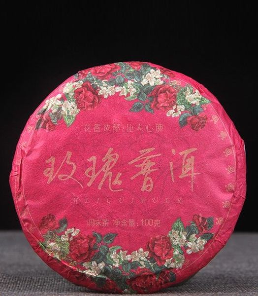 Чорний чай Шу Пуер крупнолистовий з пелюстками троянди 100г, Китай id_7652 фото