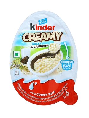 Яйце Kinder Creamy Milky Crunchy з шоколадом і повітряним рисом 19г, Італія id_9184 фото