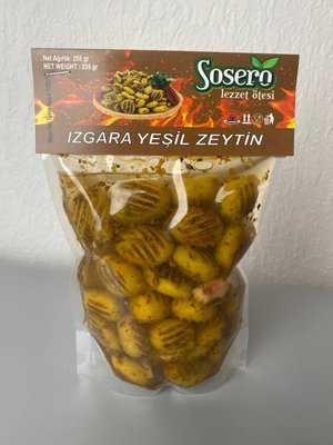 Оливки смажені на грилі Sosero зі спеціями в маринаді 255г, Туреччина id_8722 фото